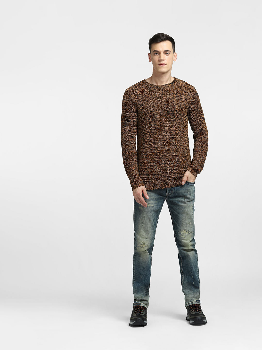 Brown Textured Pullover