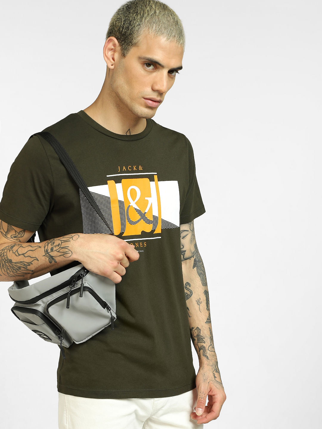 Green Logo Print Crew Neck T-shirt - S