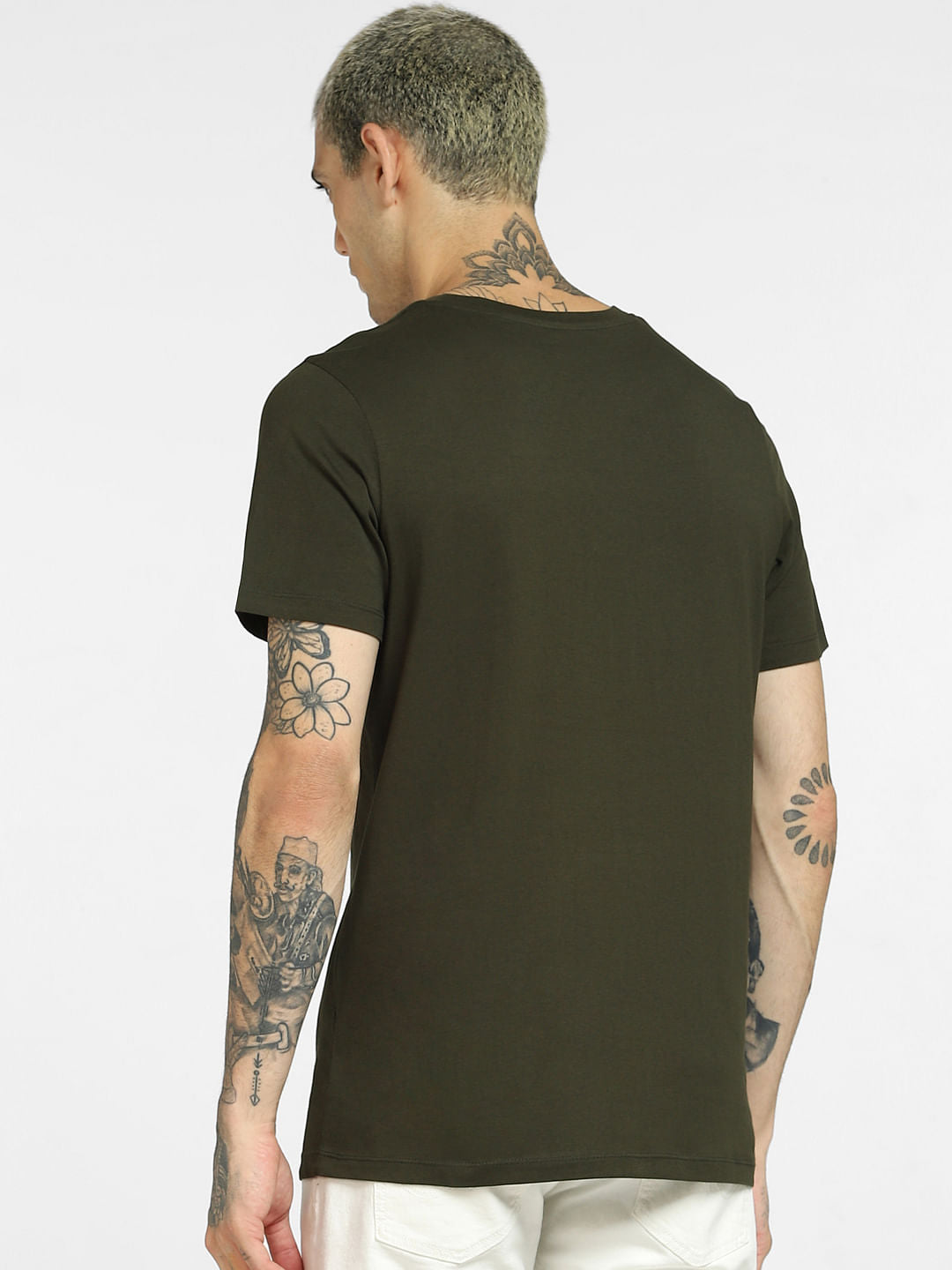 Green Logo Print Crew Neck T-shirt