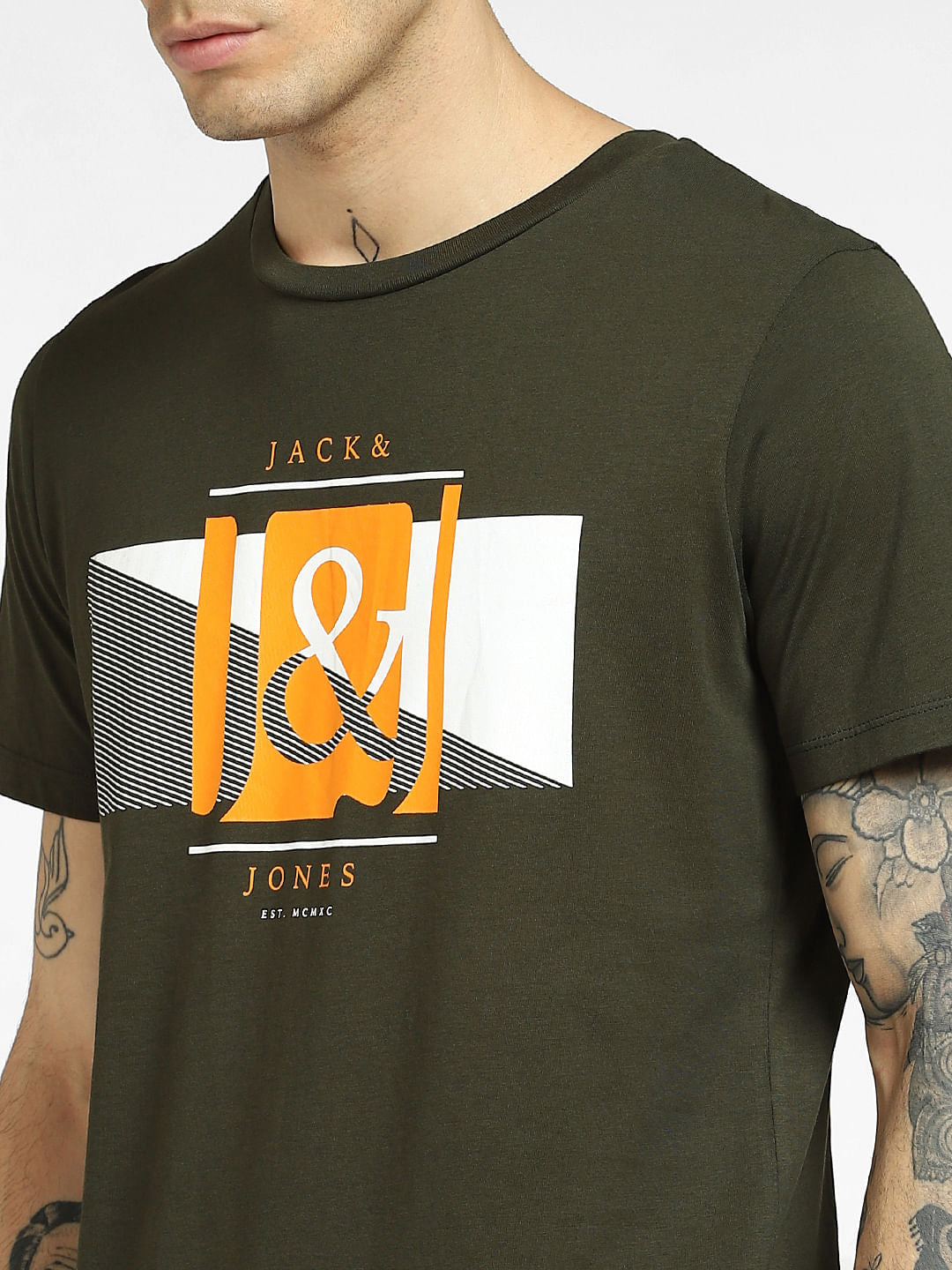 Green Logo Print Crew Neck T-shirt