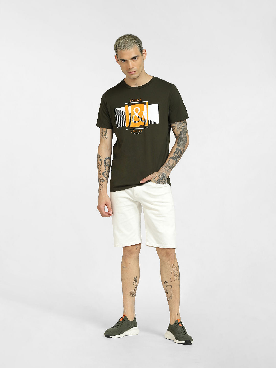 Green Logo Print Crew Neck T-shirt