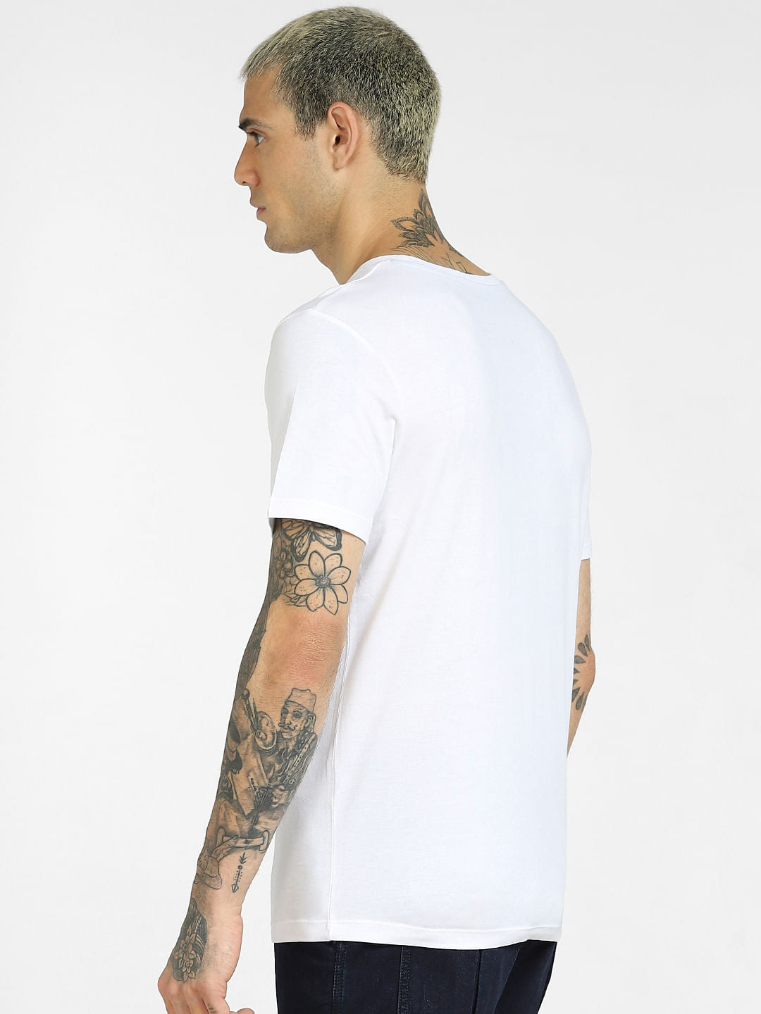 White Logo Print Crew Neck T-shirt