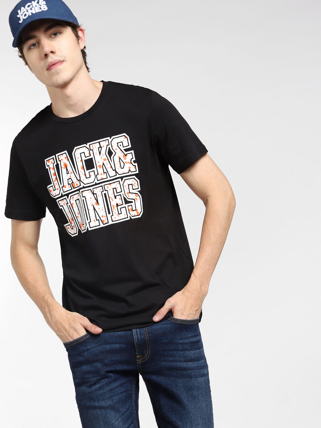 Black Logo Print Crew Neck T-shirt - S