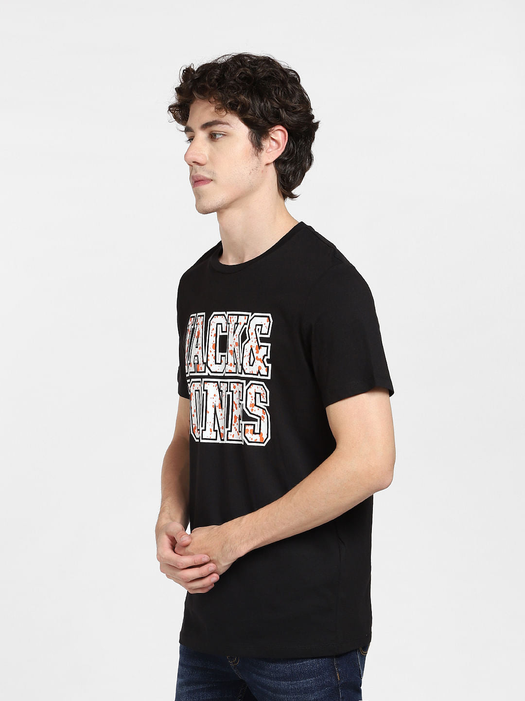 Black Logo Print Crew Neck T-shirt