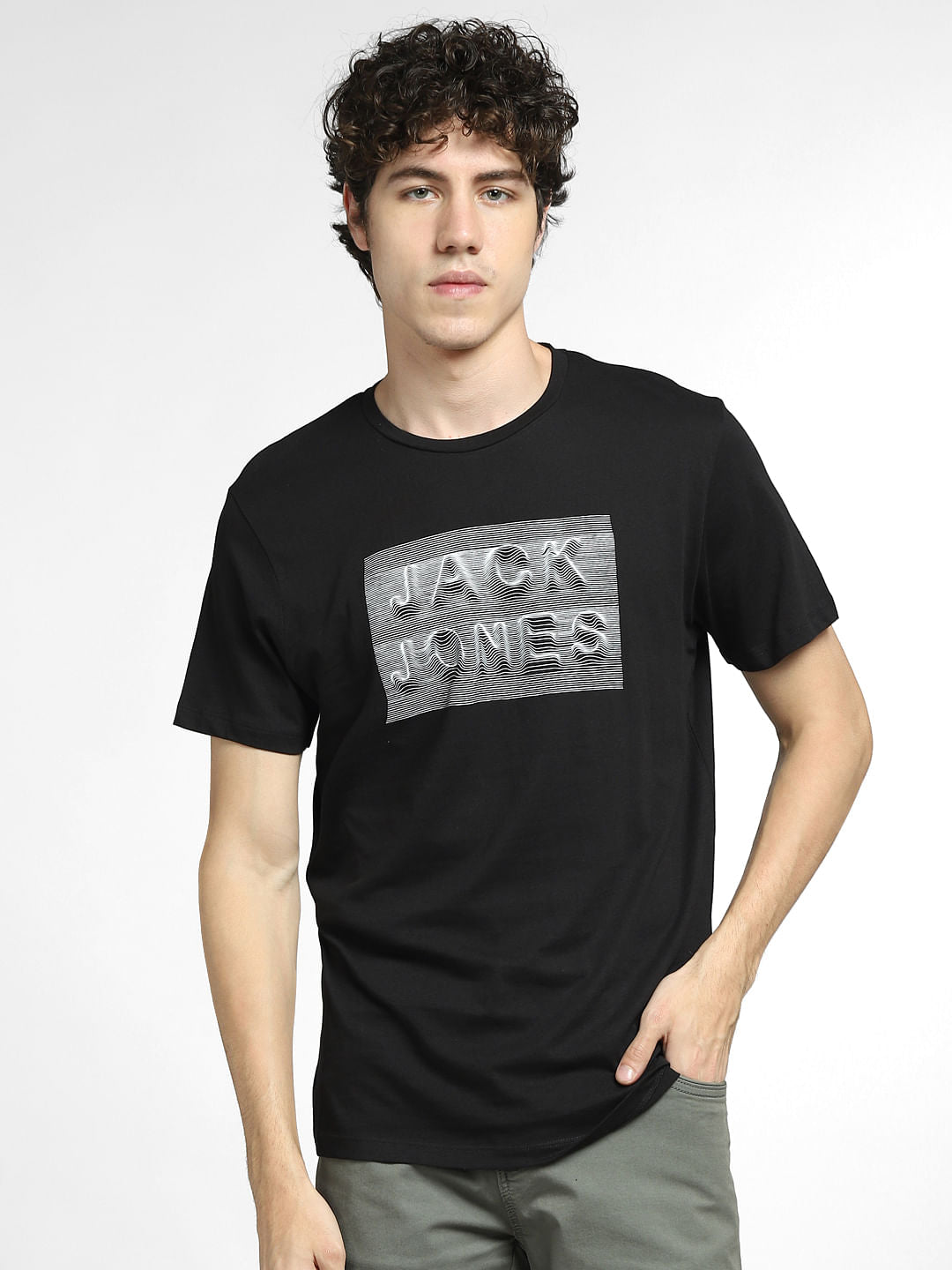 Black Logo Print Crew Neck T-shirt