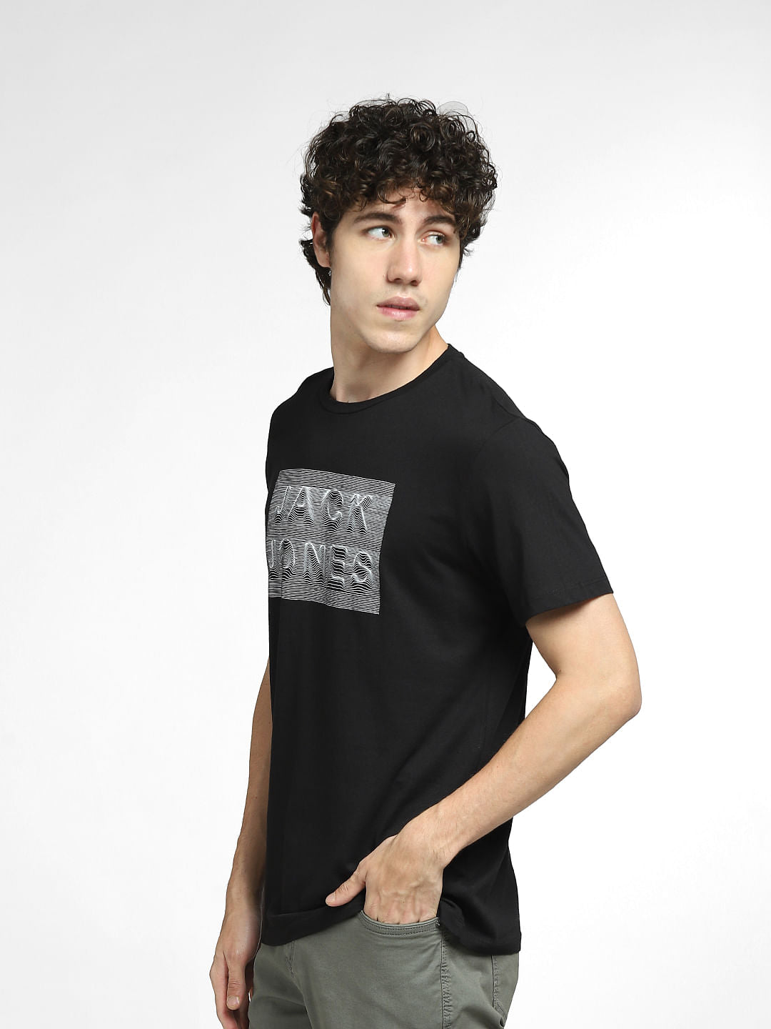 Black Logo Print Crew Neck T-shirt