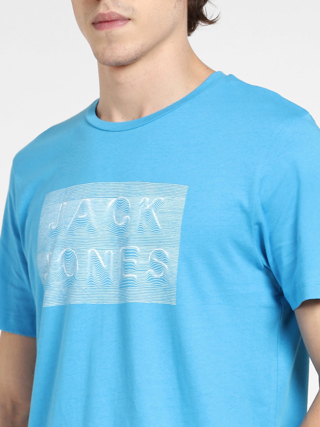 Blue Logo Print Crew Neck T-shirt