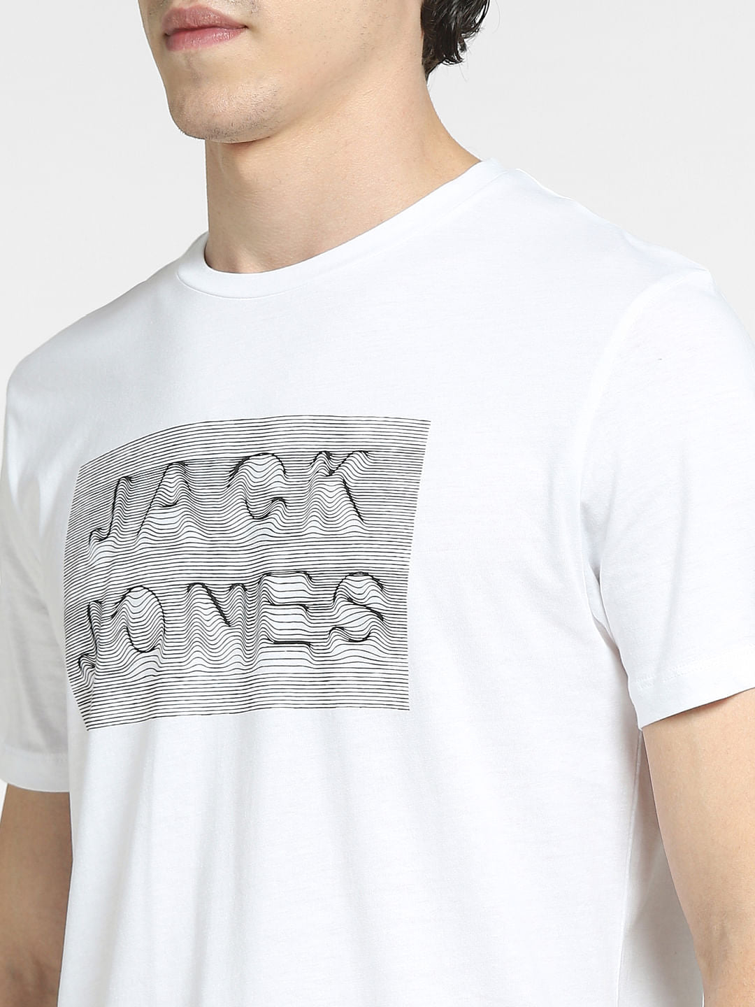 White Logo Print Crew Neck T-shirt