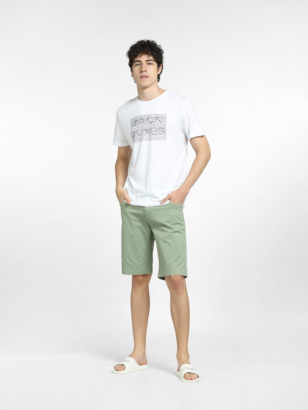 White Logo Print Crew Neck T-shirt