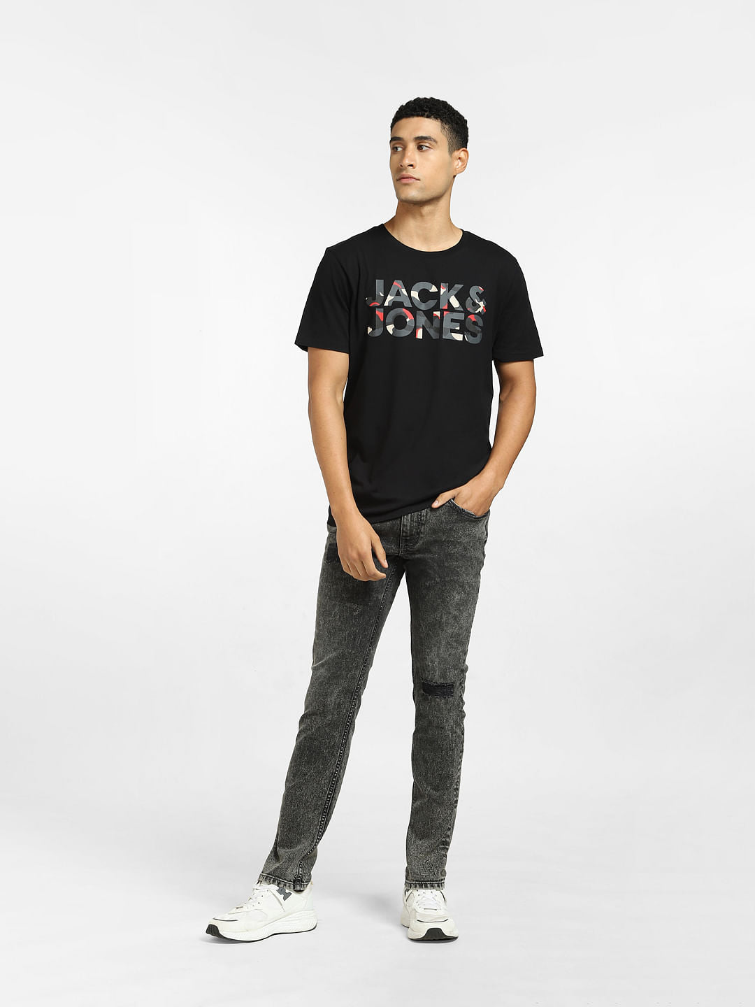 Black Logo Print Crew Neck T-shirt