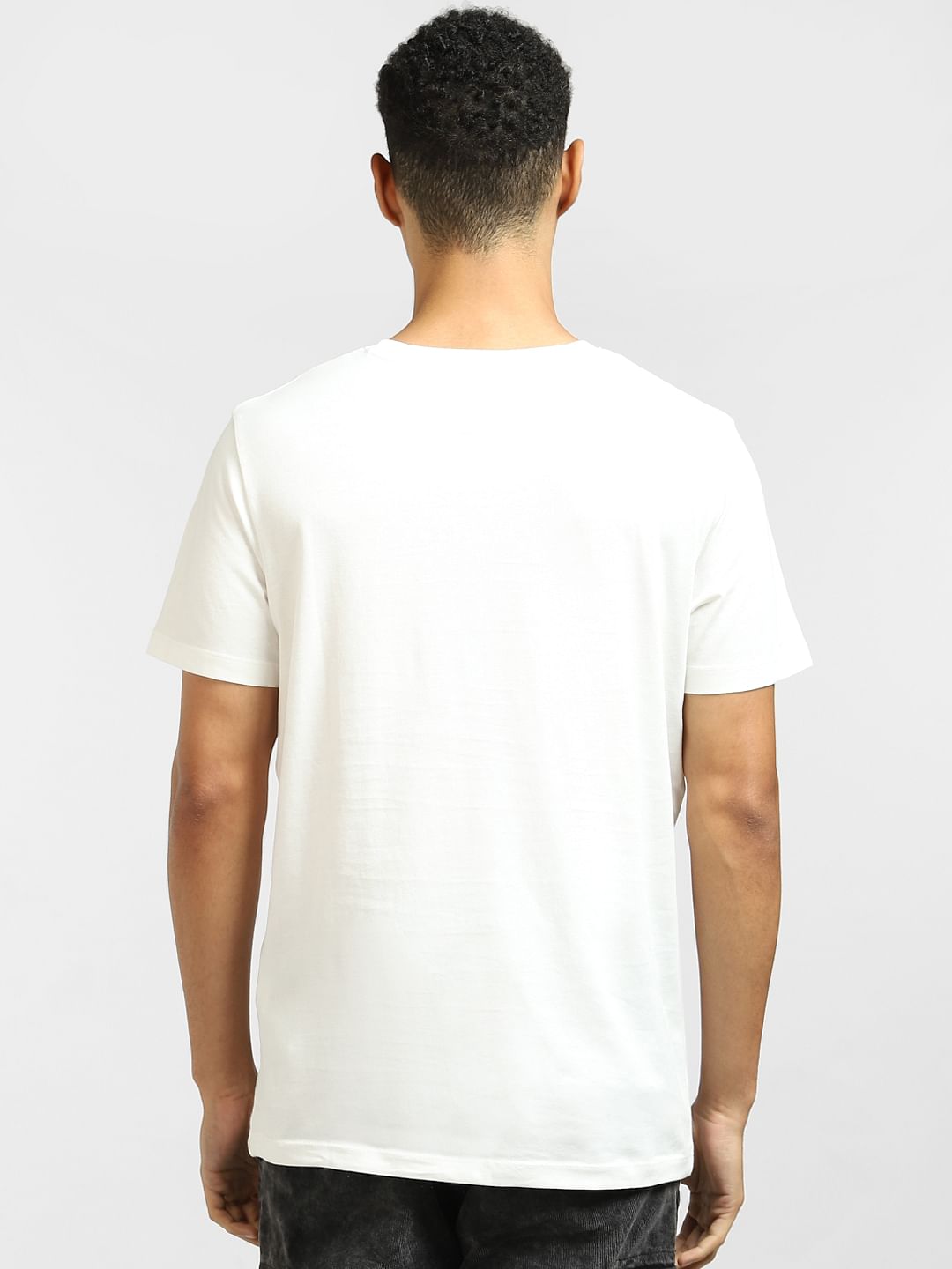 White Logo Print Crew Neck T-shirt