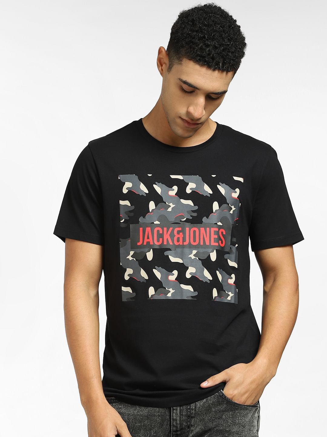 Black Logo Print Crew Neck T-shirt