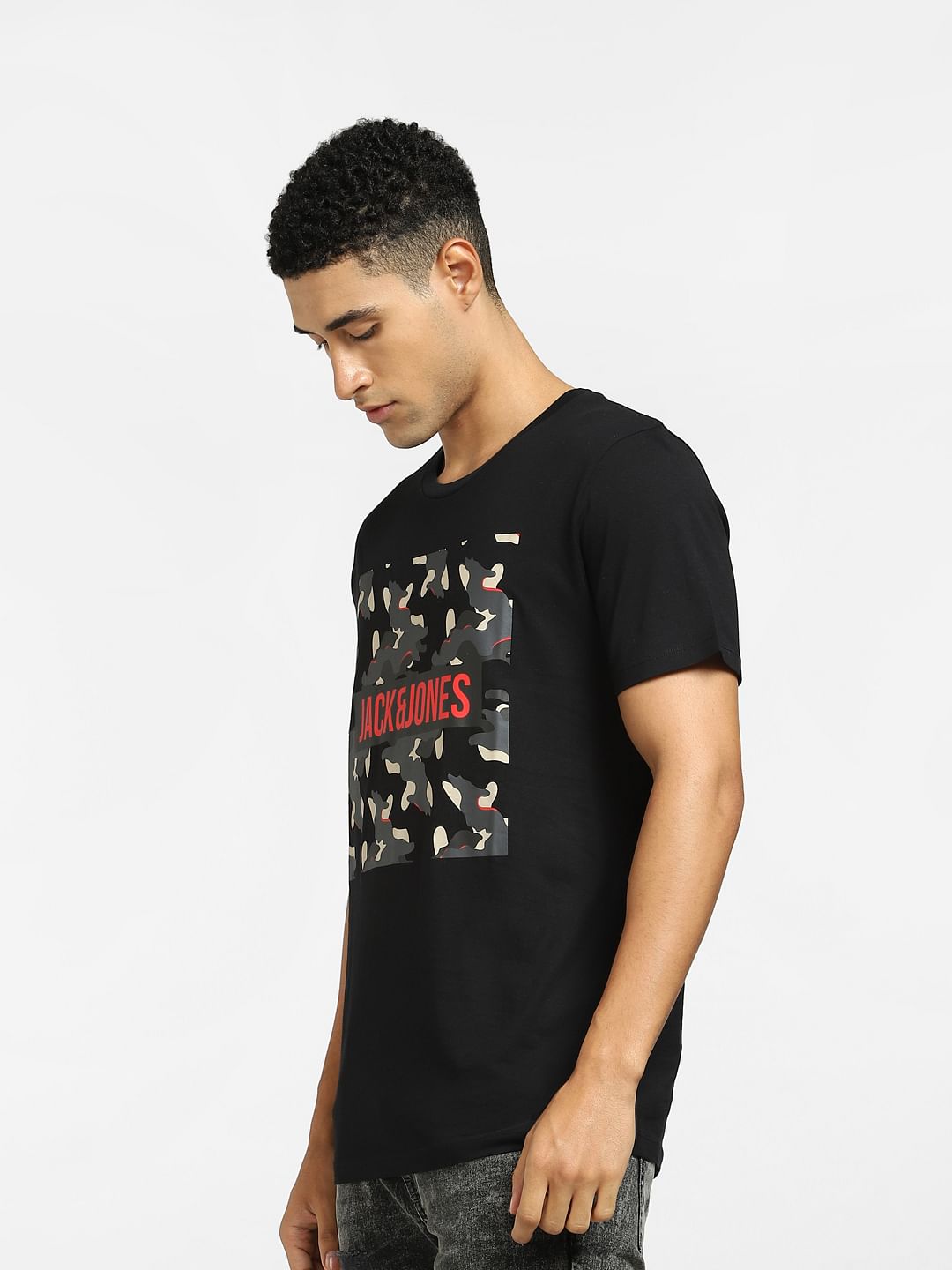 Black Logo Print Crew Neck T-shirt