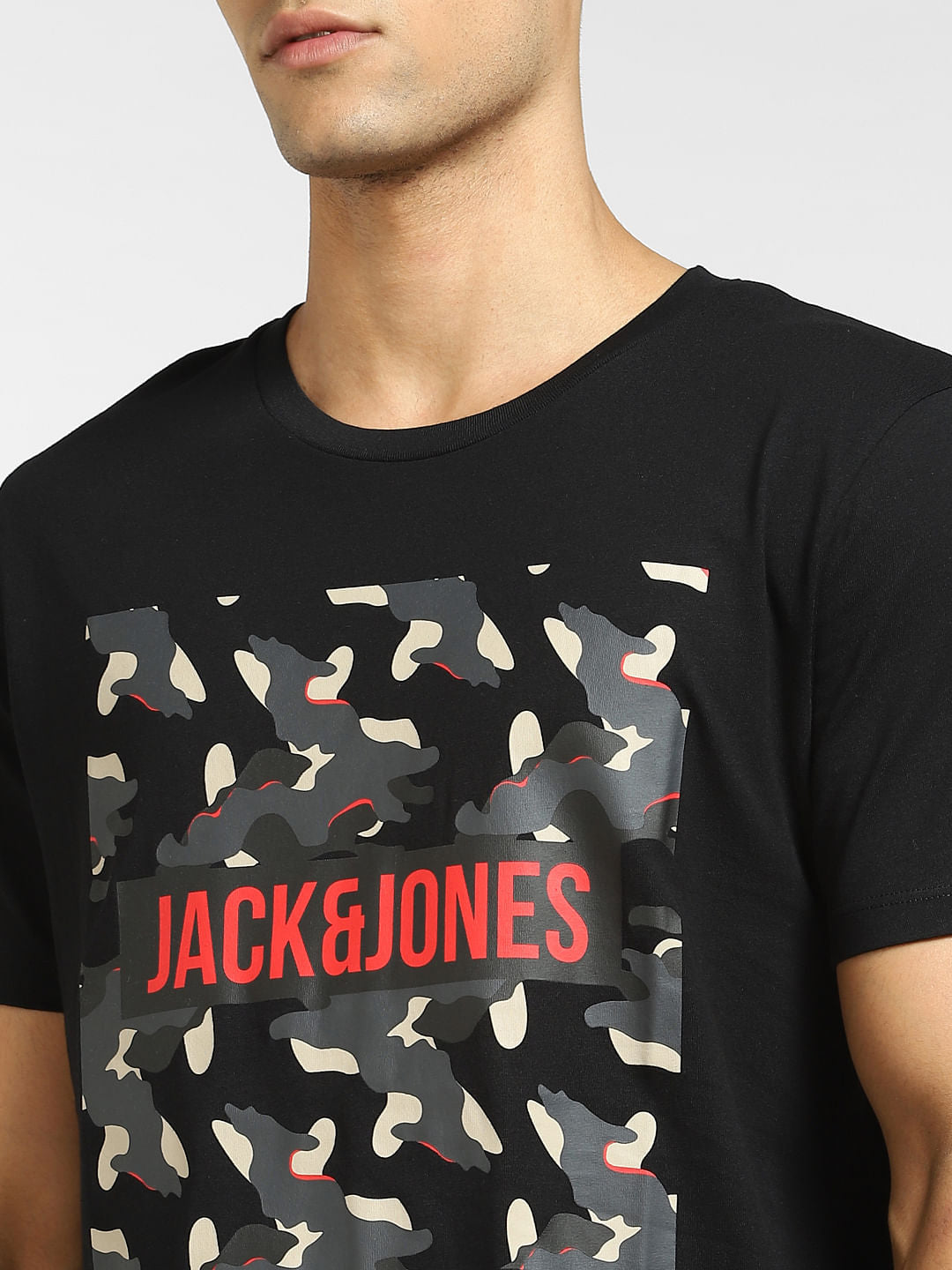 Black Logo Print Crew Neck T-shirt
