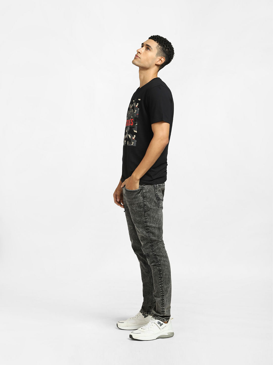 Black Logo Print Crew Neck T-shirt