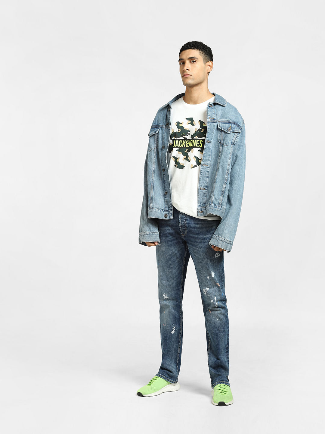 White Logo Print Crew Neck T-shirt - S