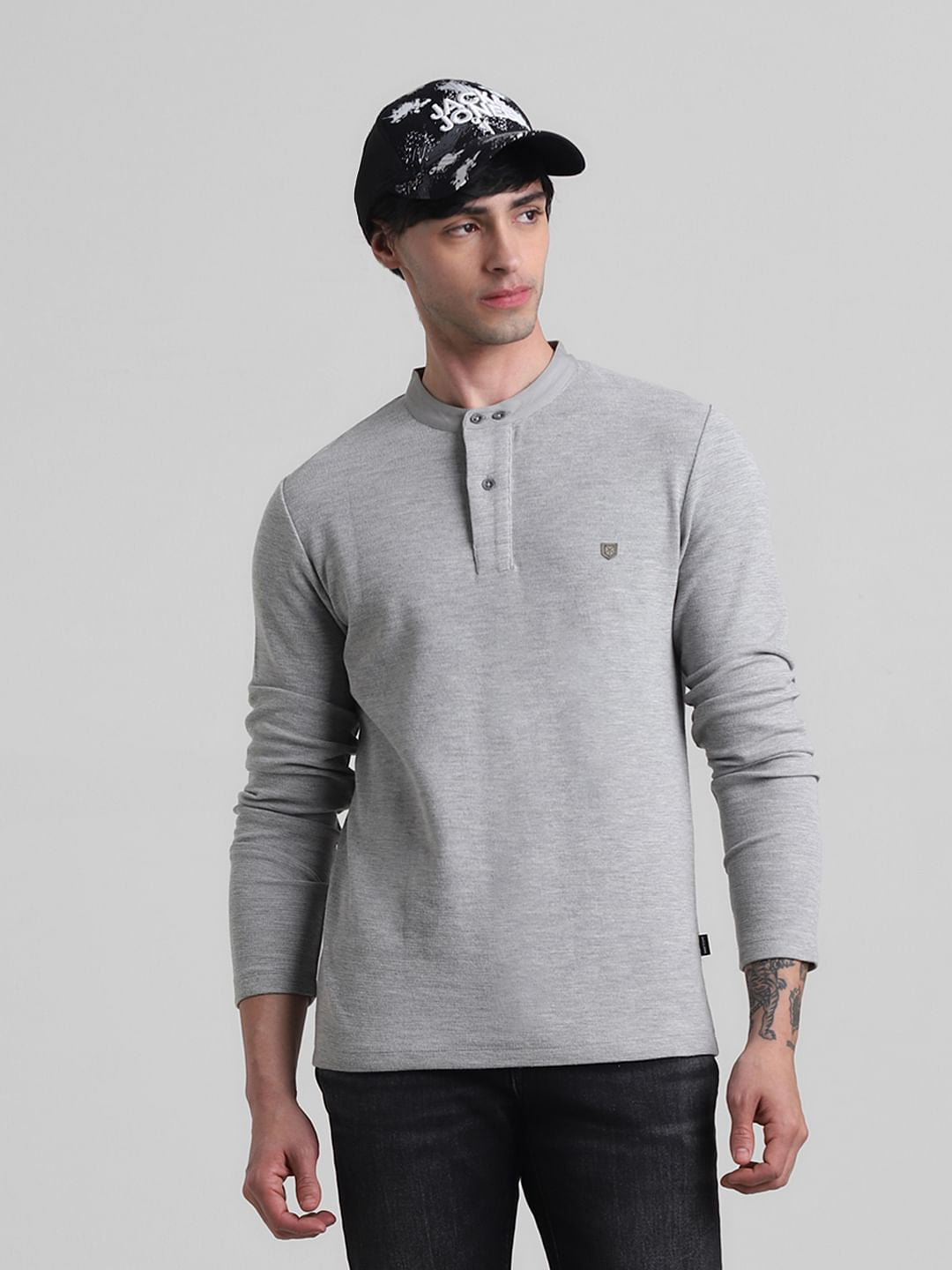 Grey Henley T-shirt - S
