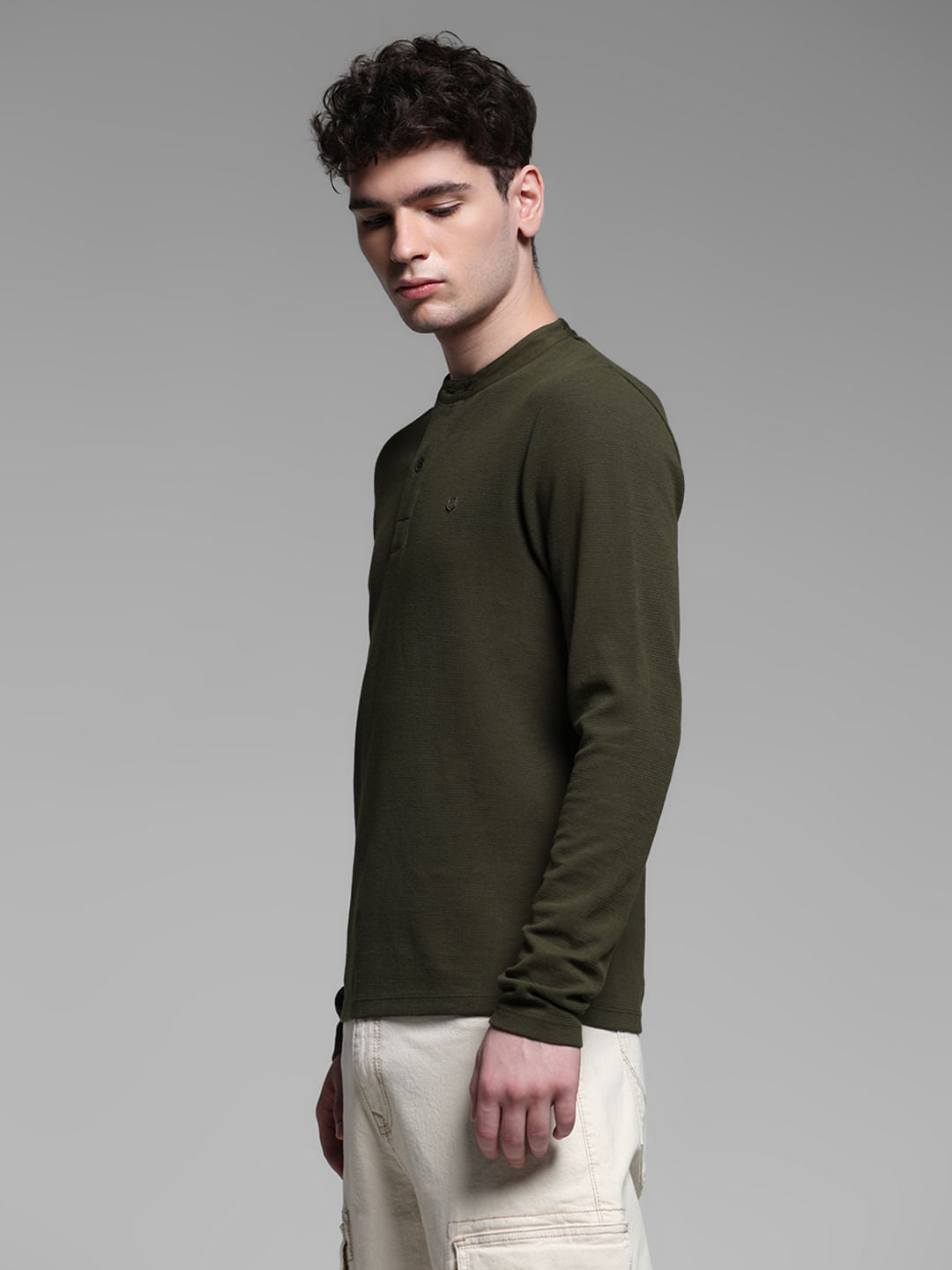 GREEN HENLEY T-SHIRT