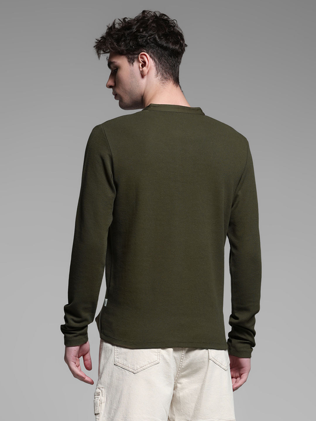 GREEN HENLEY T-SHIRT
