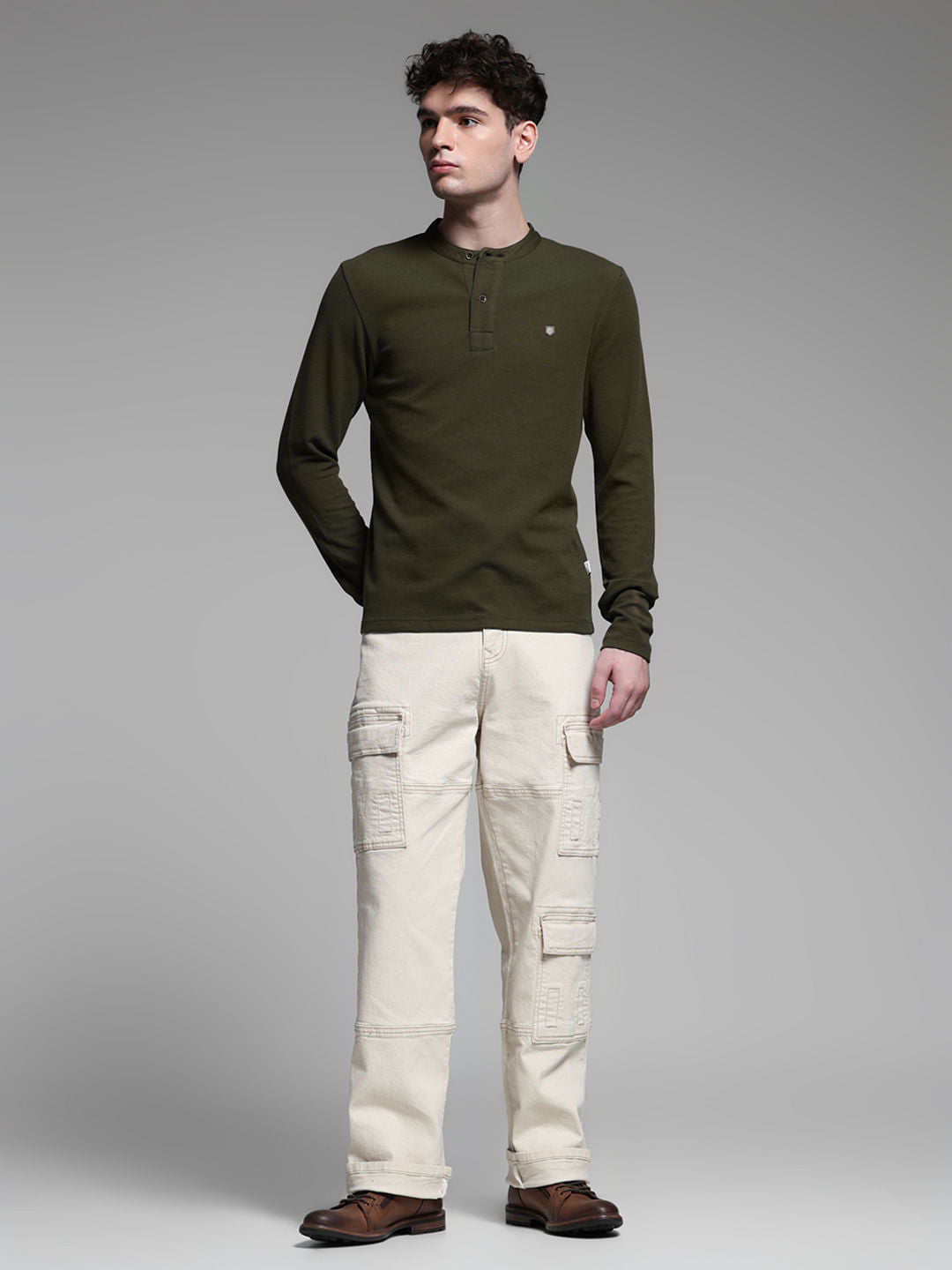 GREEN HENLEY T-SHIRT