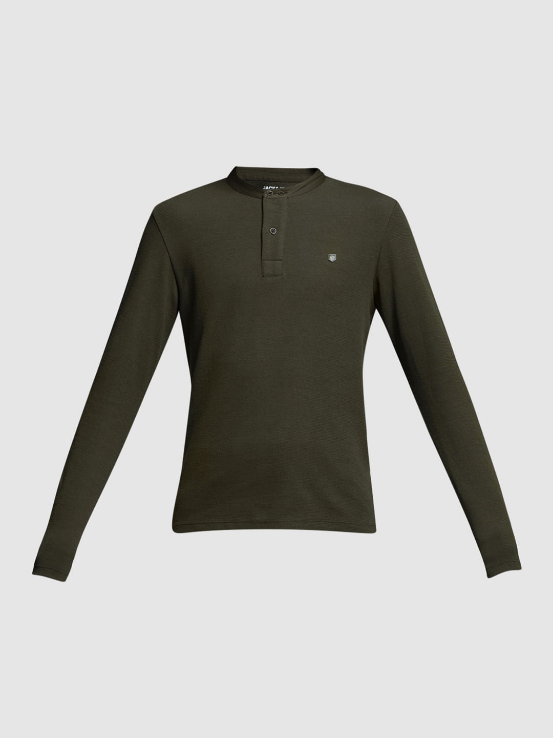 GREEN HENLEY T-SHIRT
