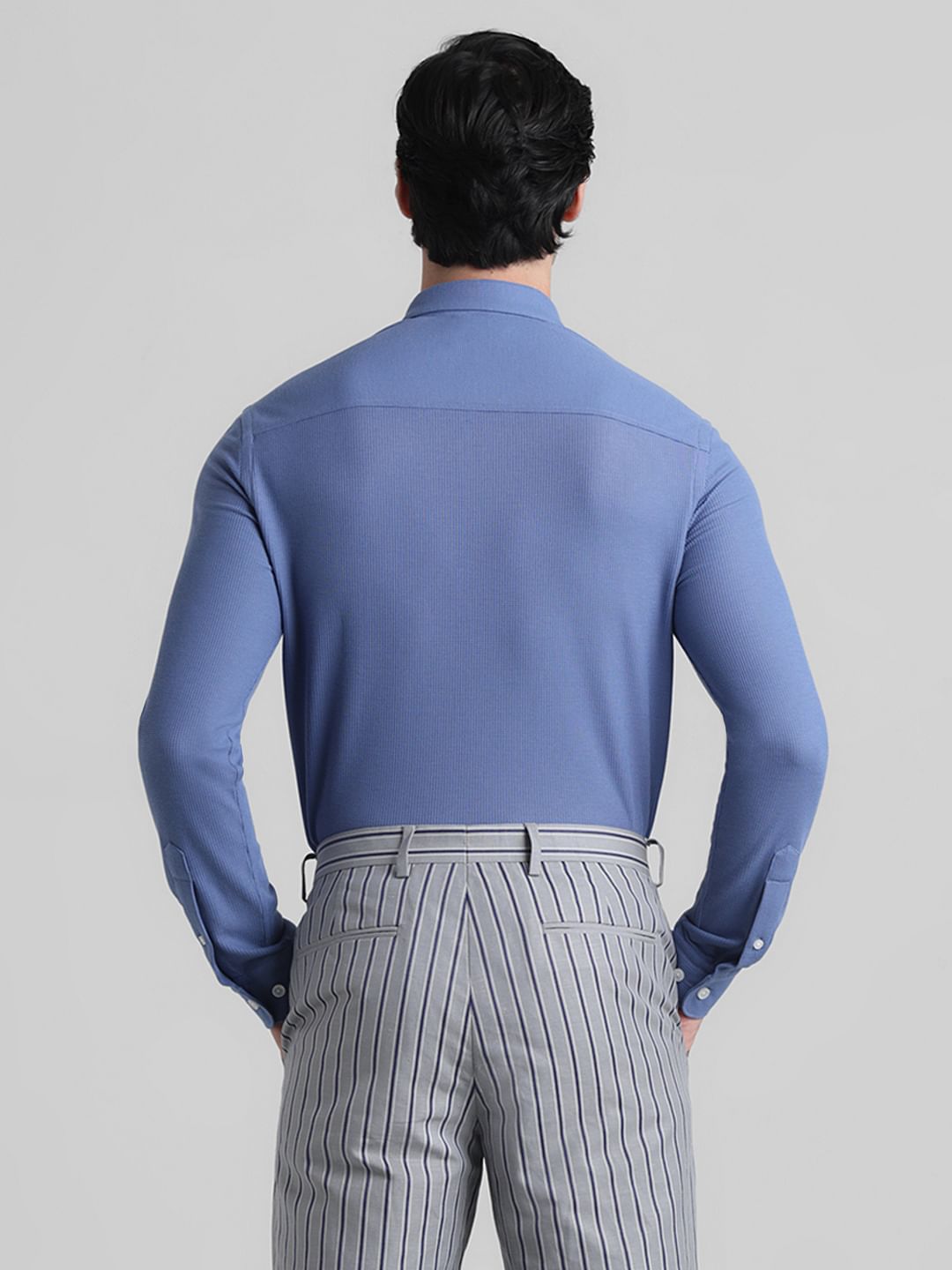 Blue Knitted Full Sleeves Shirt