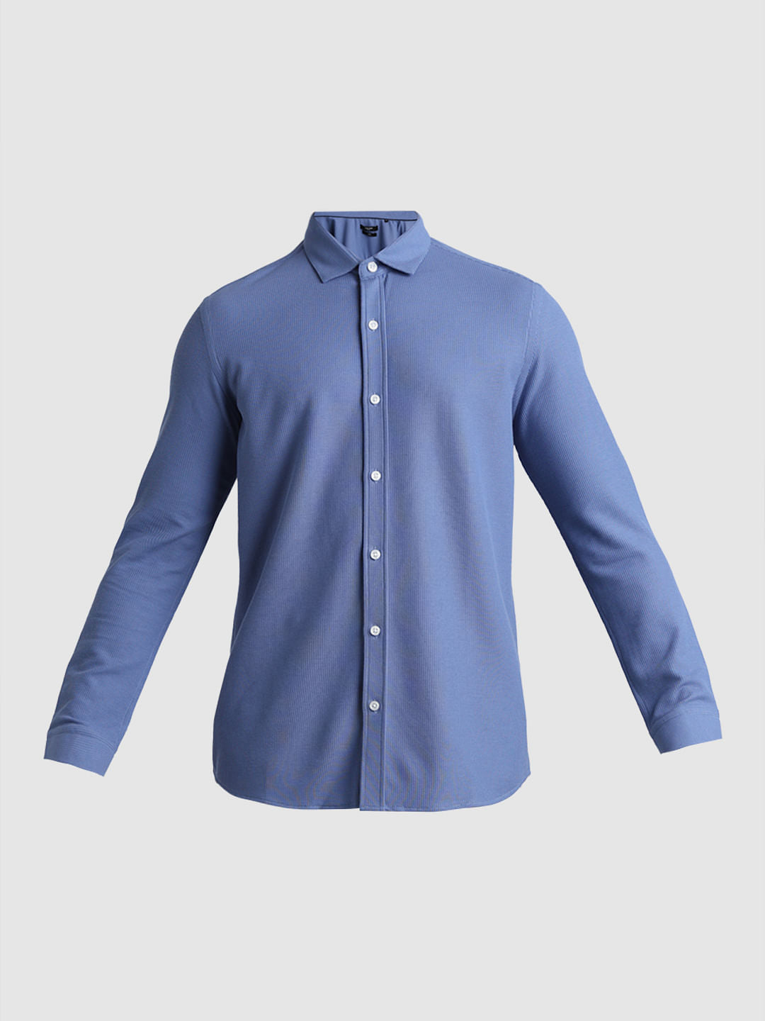 Blue Knitted Full Sleeves Shirt
