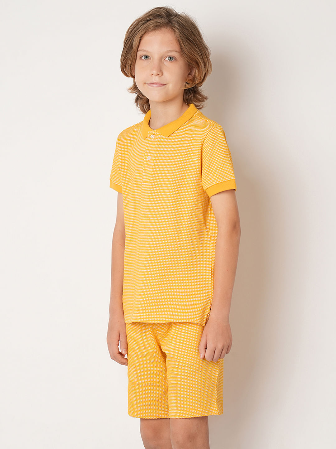 Boys Orange Co-ord Set Polo T-shirt