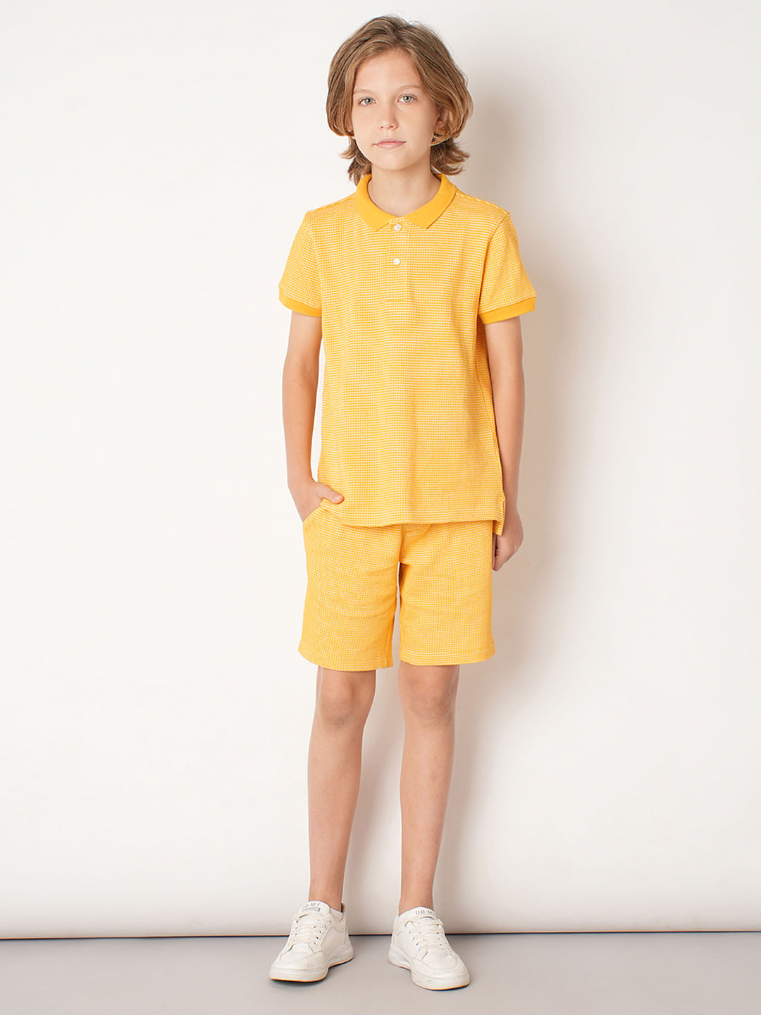 Boys Orange Co-ord Set Polo T-shirt