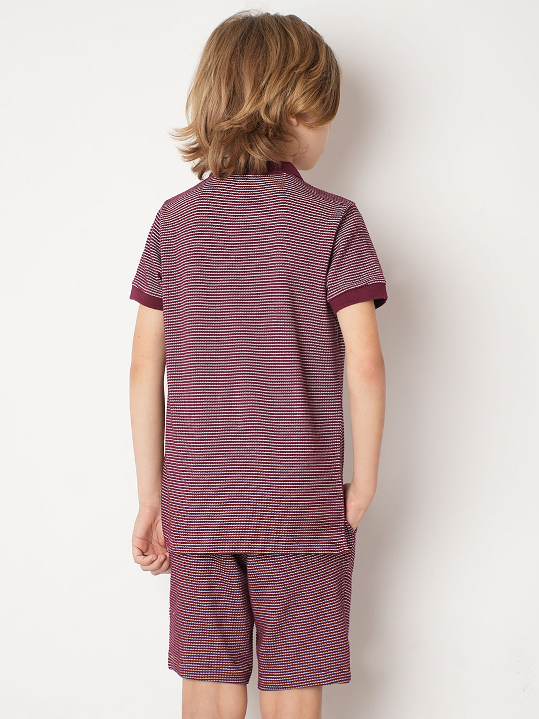 Boys Red Co-ord Set Polo T-shirt