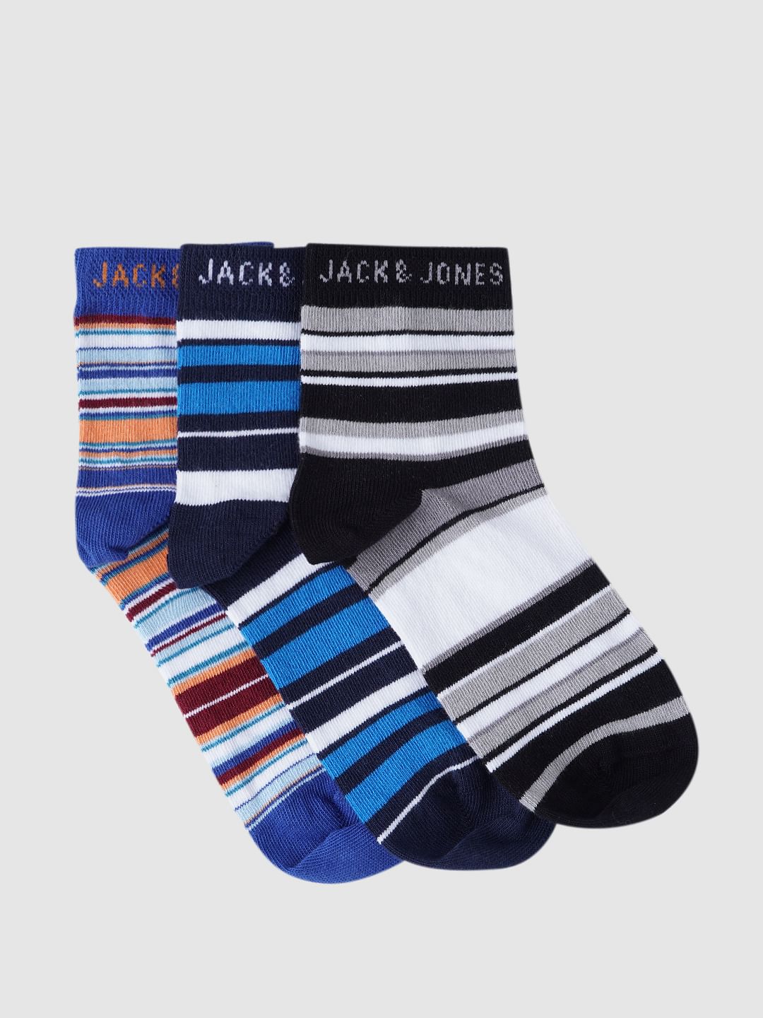 Boys Midi Length Striped Socks - Pack of 3