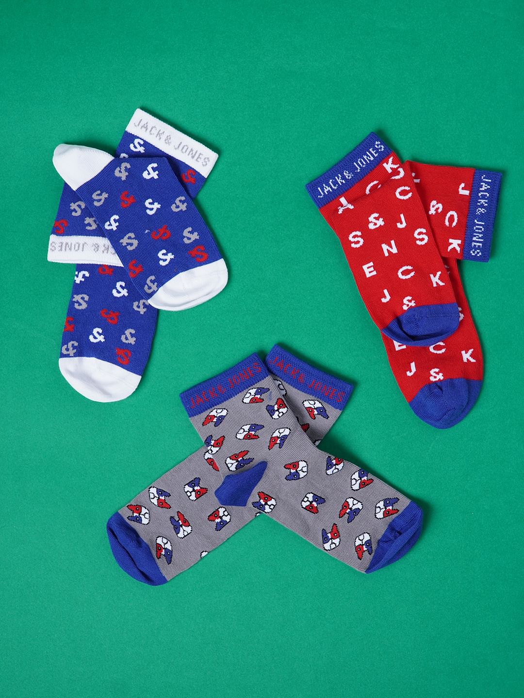 Boys Midi Length Printed Socks - Pack of 3 - S