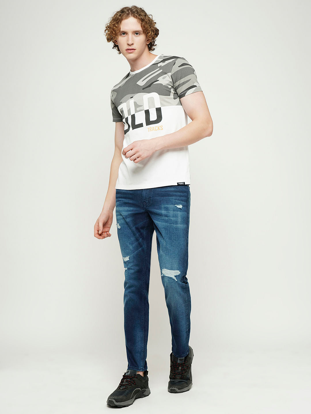 PRODUKT by JACK&JONES White Camo Print Crew Neck T-shirt