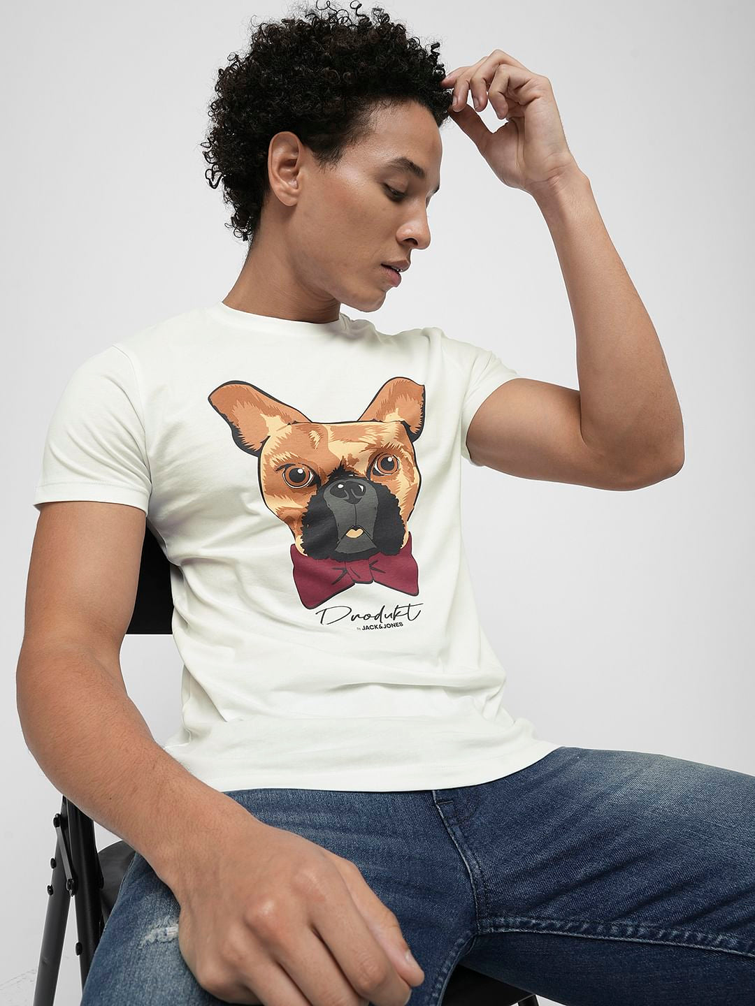 PRODUKT by JACK&JONES White Dog Graphic Print T-shirt - S