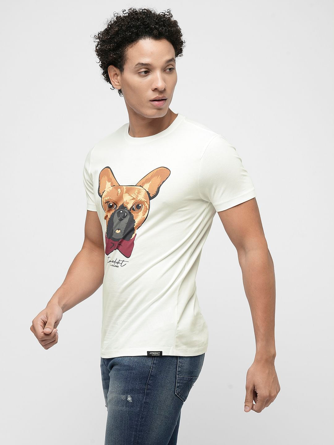 PRODUKT by JACK&JONES White Dog Graphic Print T-shirt