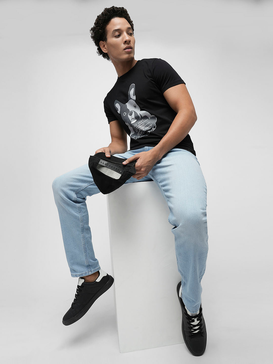 PRODUKT by JACK&JONES Black Doggo Print T-shirt - S