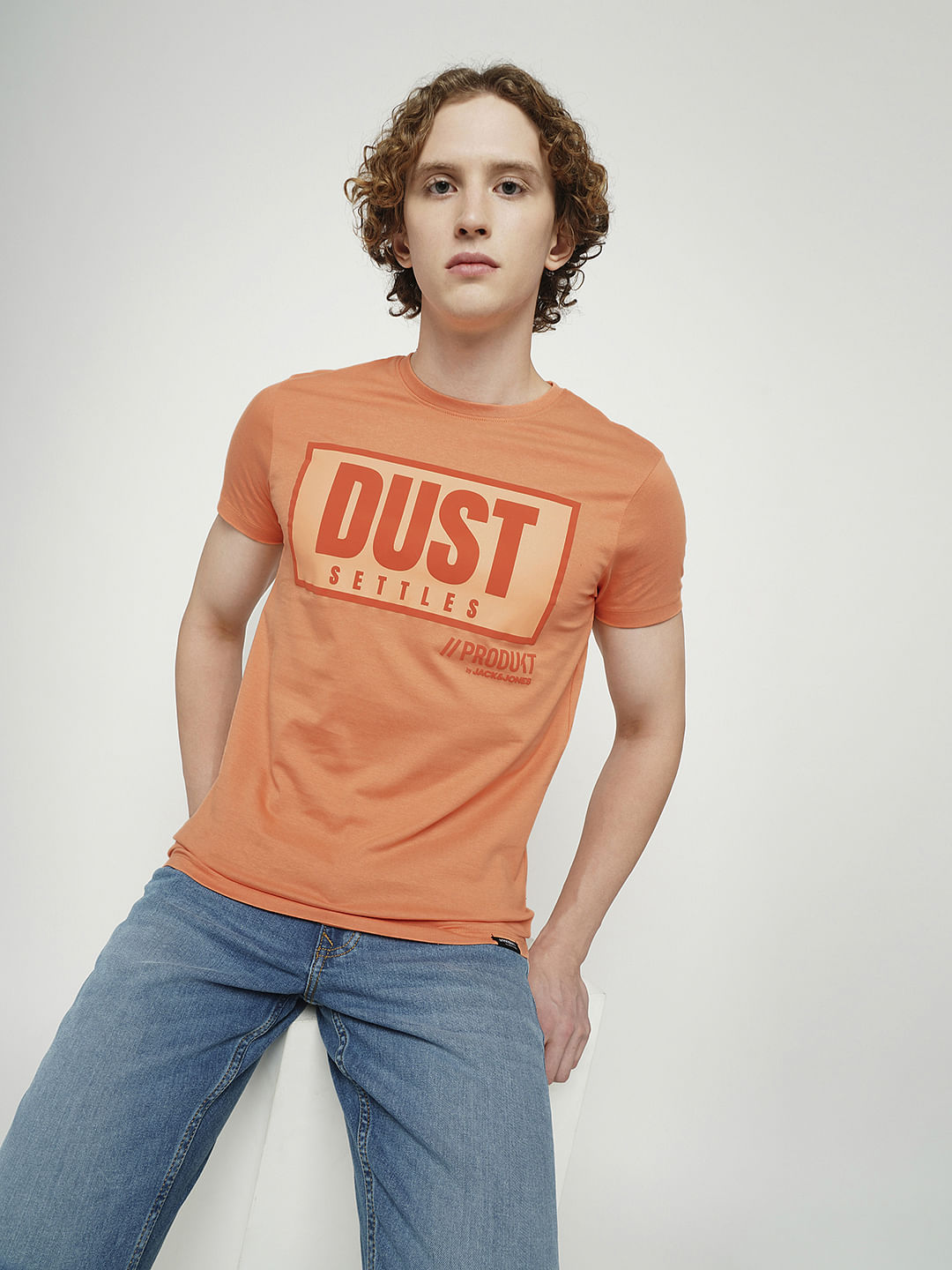 PRODUKT by JACK&JONES Orange Crew Neck T-shirt - S