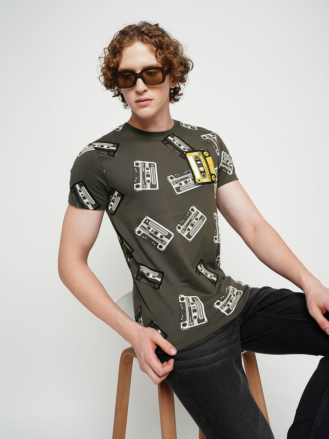 PRODUKT by JACK&JONES Dark Grey Printed Crew Neck T-shirt - S