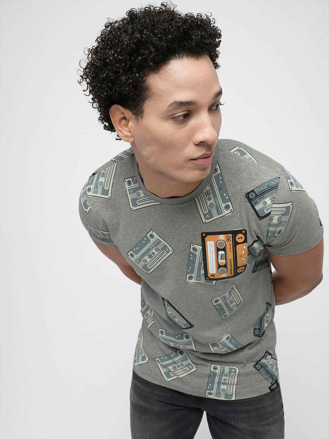 PRODUKT by JACK&JONES Grey Printed Crew Neck T-shirt - S