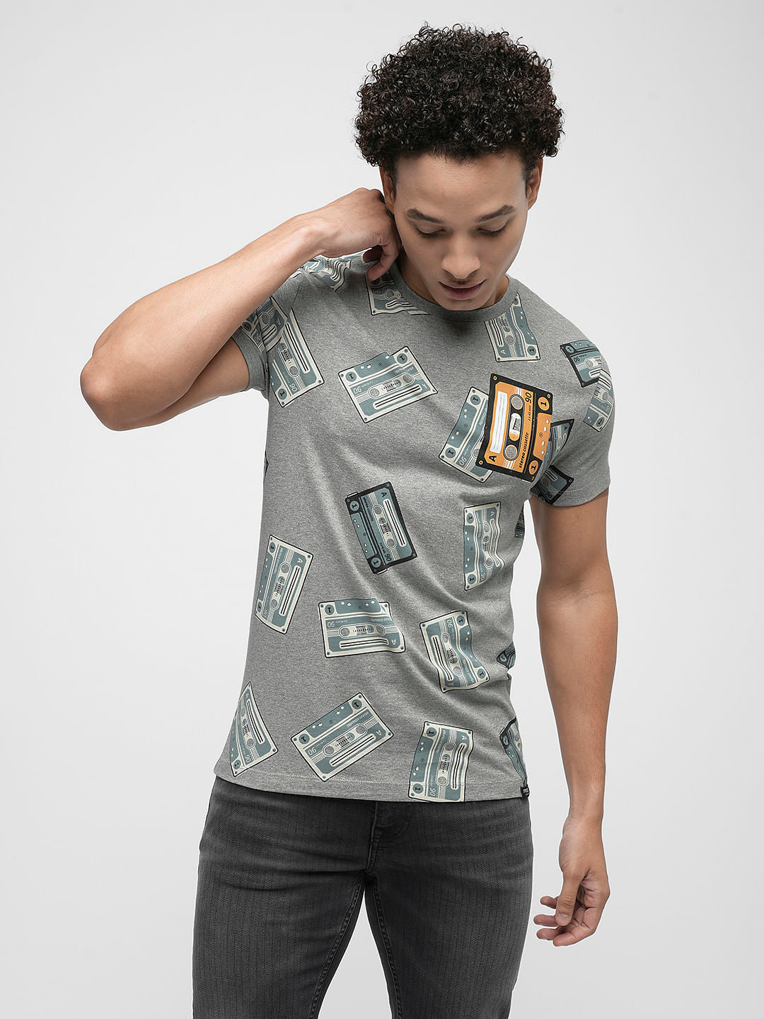 PRODUKT by JACK&JONES Grey Printed Crew Neck T-shirt