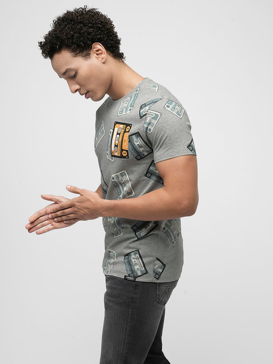 PRODUKT by JACK&JONES Grey Printed Crew Neck T-shirt