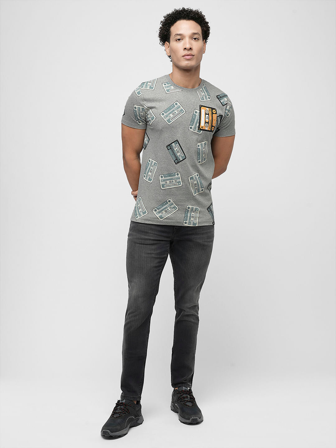PRODUKT by JACK&JONES Grey Printed Crew Neck T-shirt