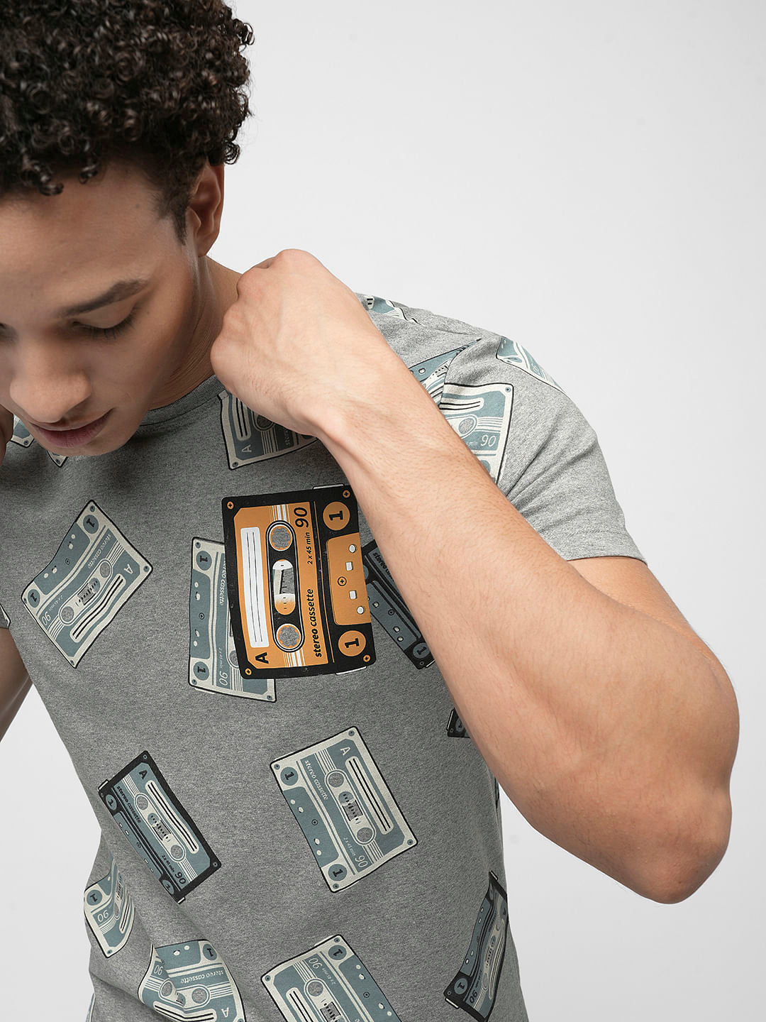 PRODUKT by JACK&JONES Grey Printed Crew Neck T-shirt