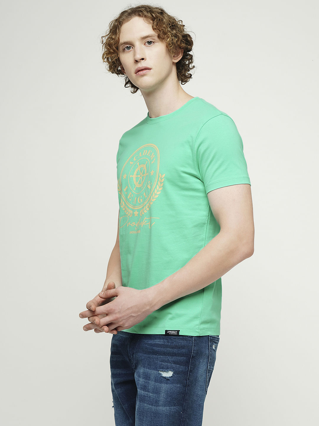 PRODUKT by JACK&JONES Green Printed Crew Neck T-shirt
