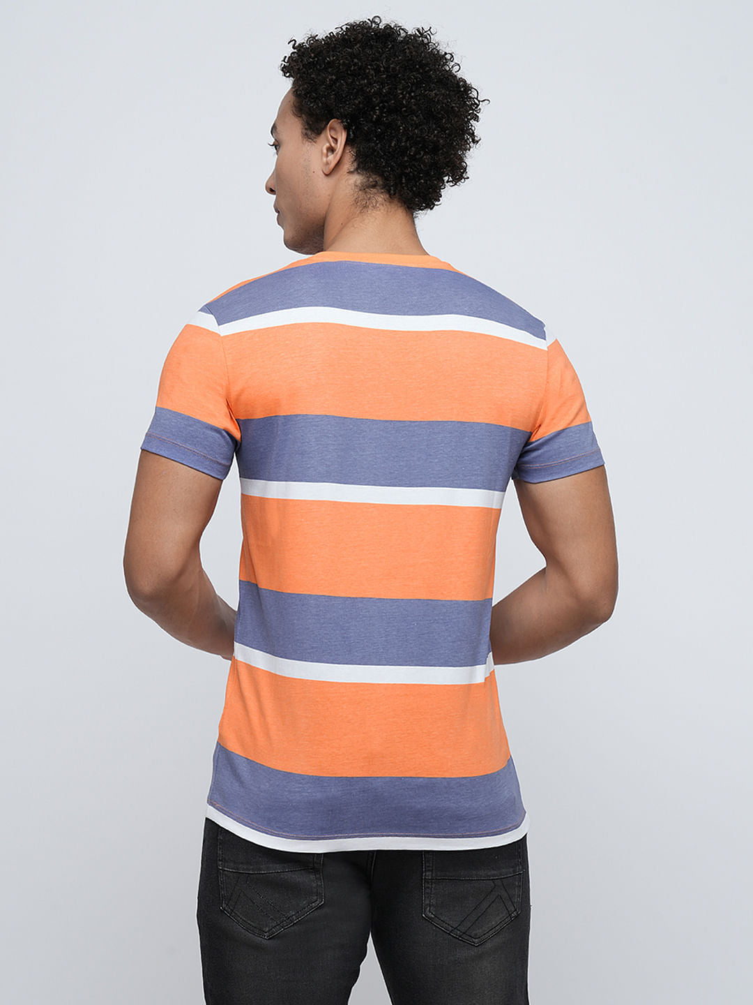 PRODUKT by JACK&JONES Orange Colourblocked Crew Neck T-shirt