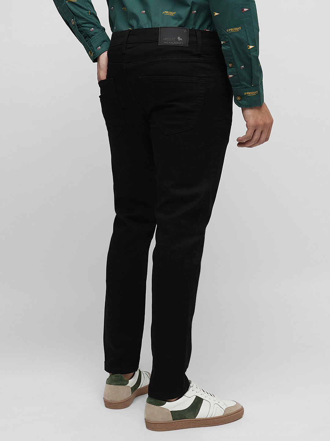 PRODUKT by JACK&JONES Black Mid Rise Slim Fit Jeans
