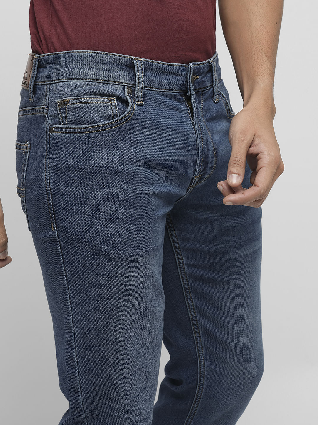 PRODUKT by JACK&JONES Dark Blue Mid Rise Slim Fit Jeans