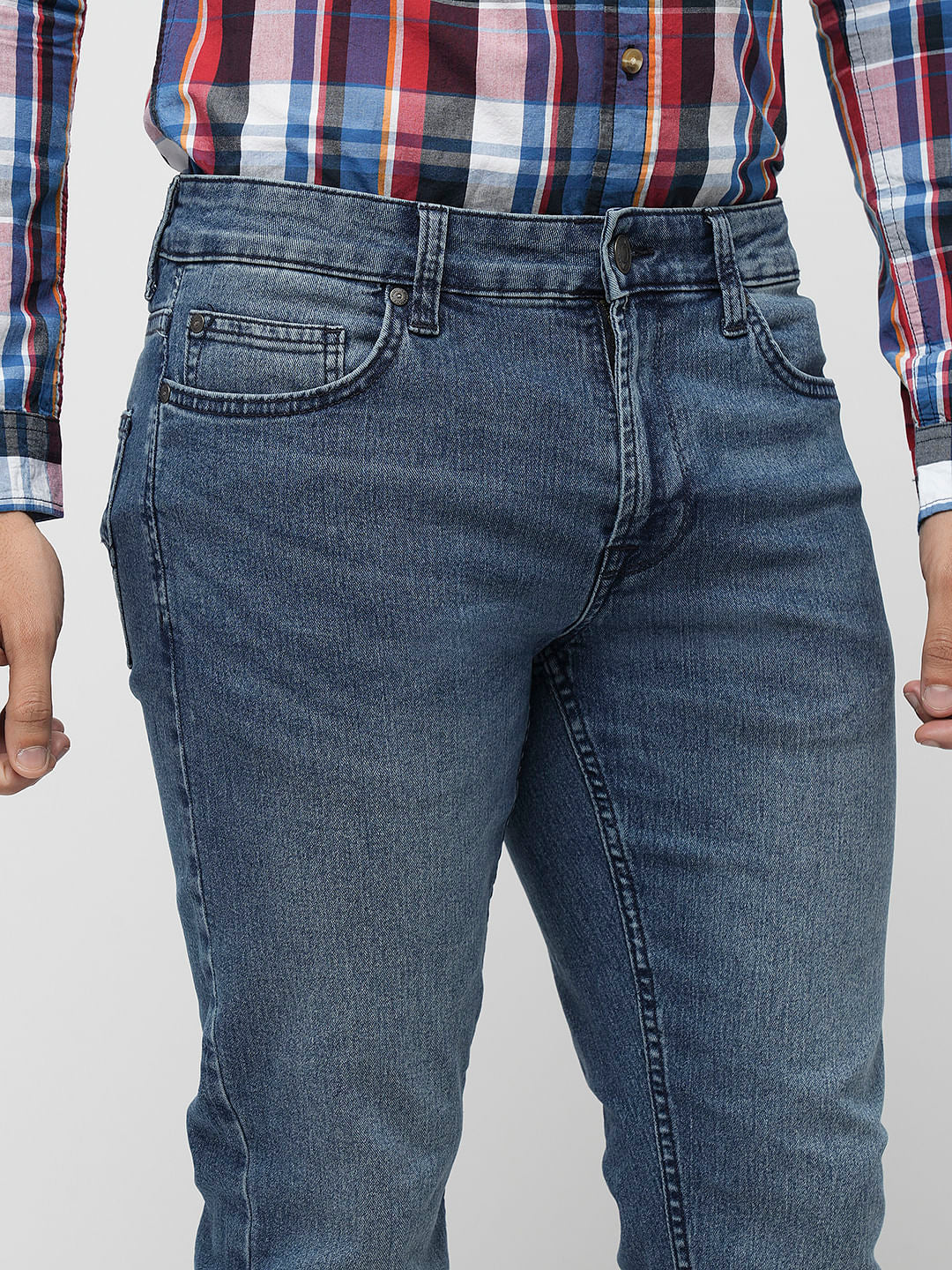 PRODUKT by JACK&JONES Blue Mid Rise Slim Fit Jeans