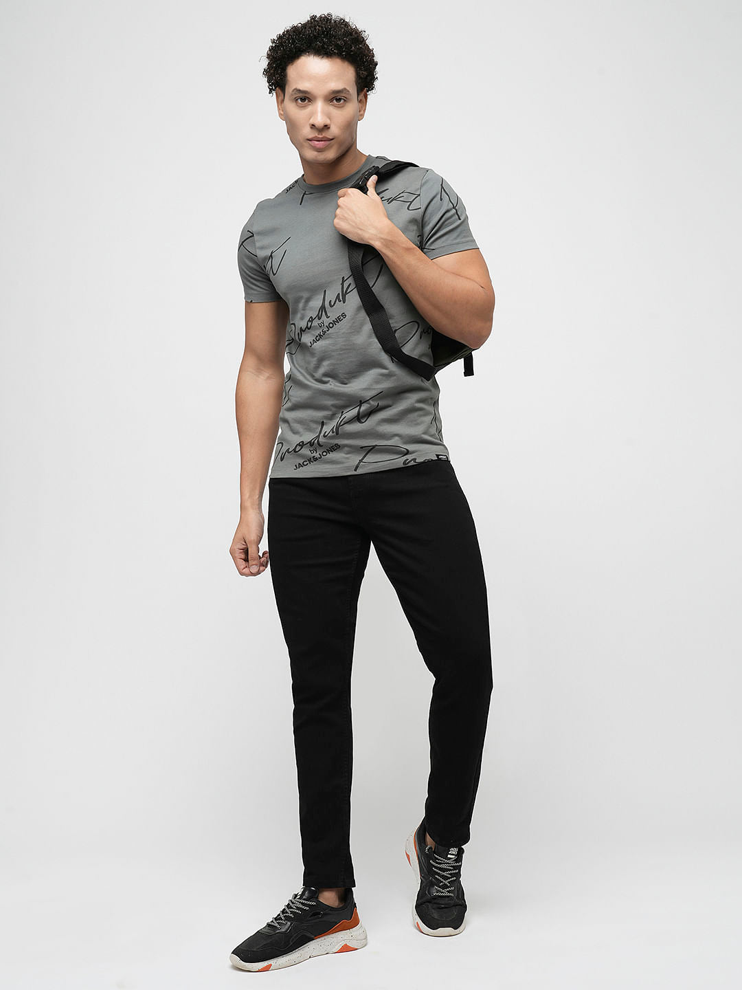 PRODUKT by JACK&JONES Black Mid Rise Slim Fit Jeans