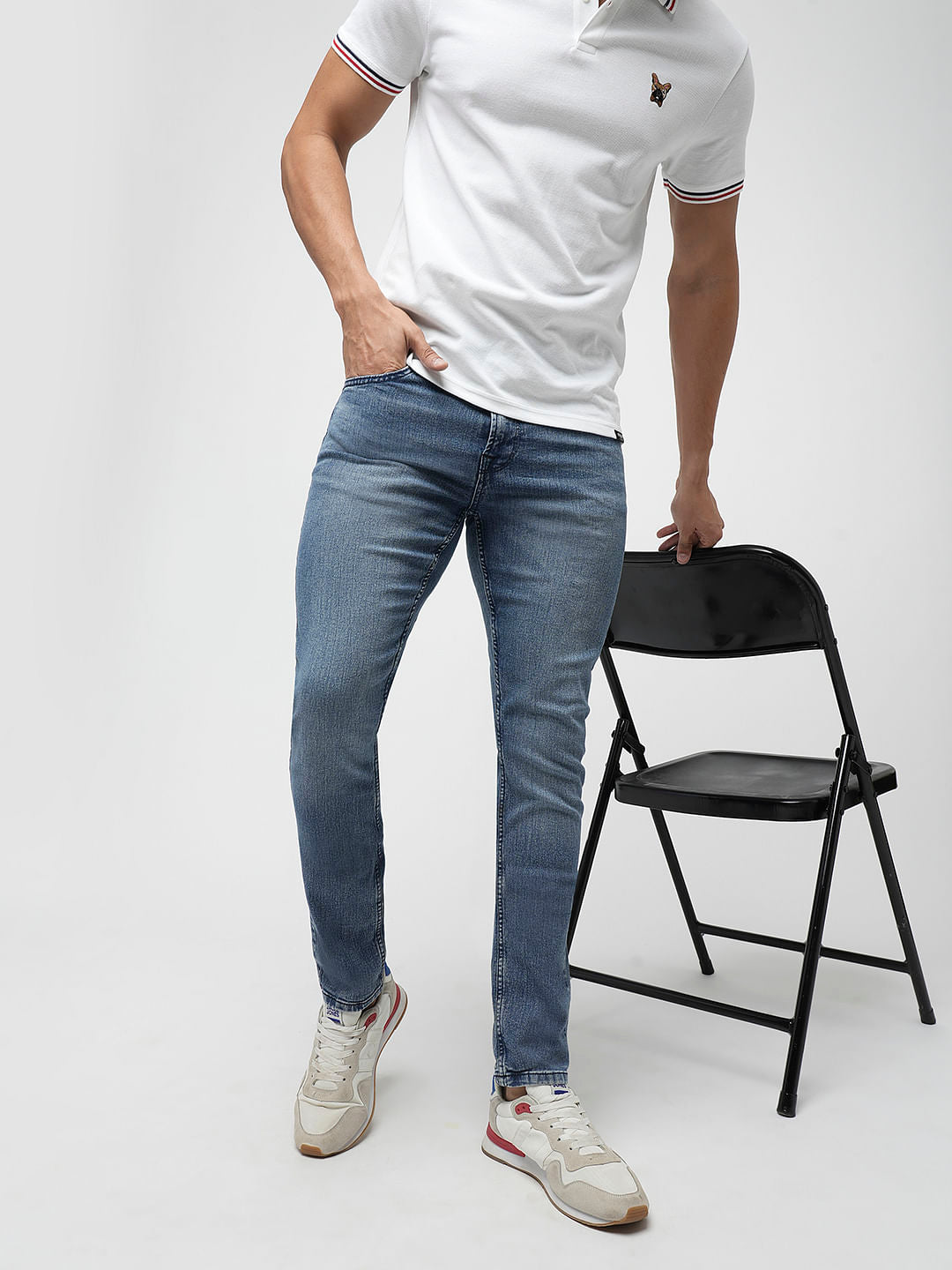PRODUKT by JACK&JONES Blue Mid Rise Slim Fit Jeans - 28